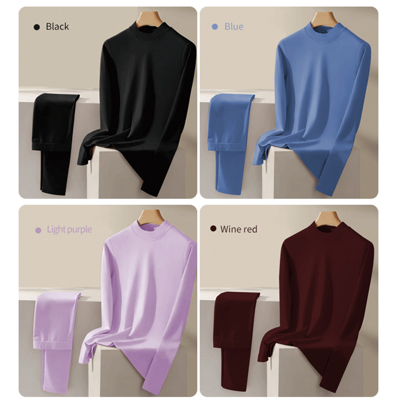 Женский термокомплект из ребристого хлопка и немецкого флиса со средней горловиной