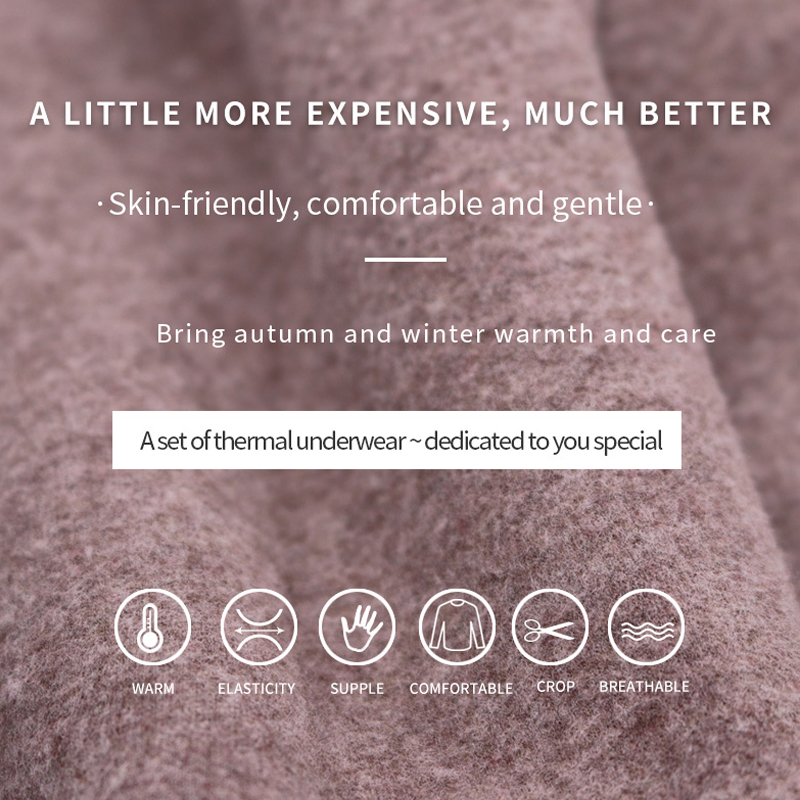 Женский комплект термобелья из верблюжьей шерсти с круглым вырезом и средней частью шеи