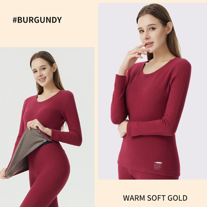 Женский комплект термобелья из верблюжьей шерсти с круглым вырезом и средней частью шеи