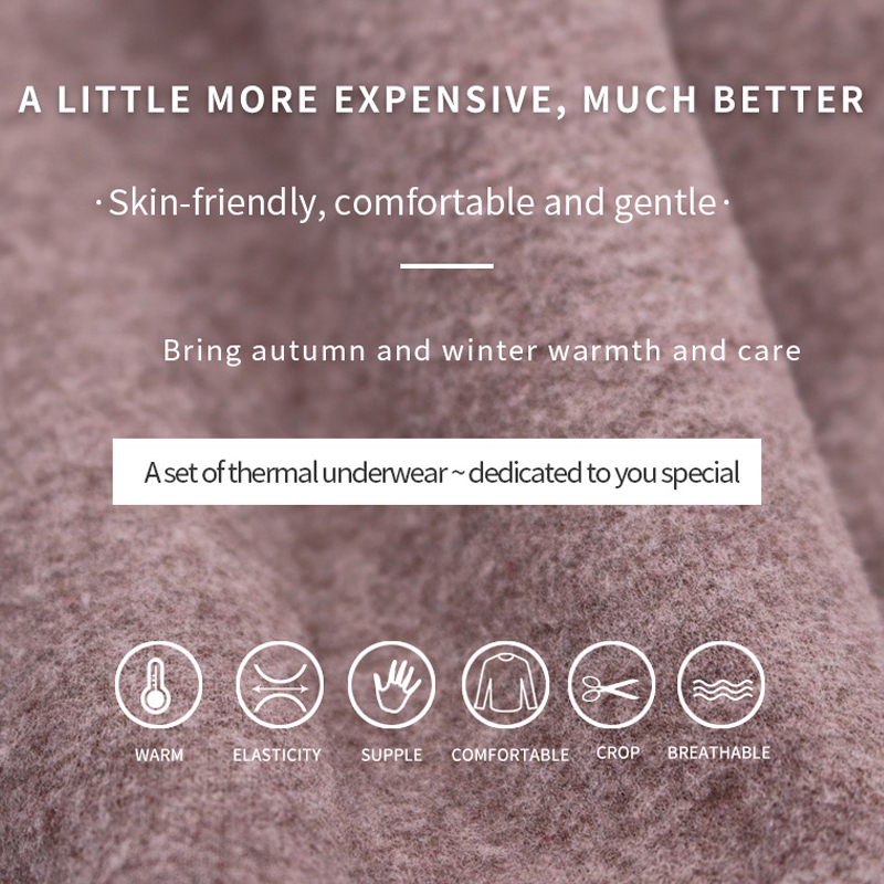 Женский комплект термобелья из верблюжьей шерсти с круглым вырезом и средней частью шеи