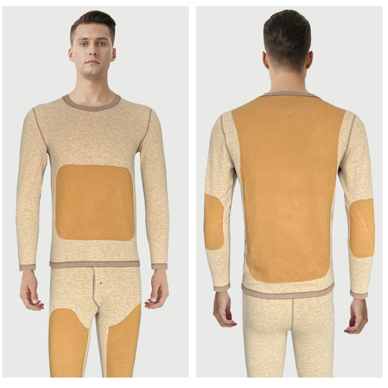 Мужские комплекты термобелья с нашивкой на шее и круглым вырезом