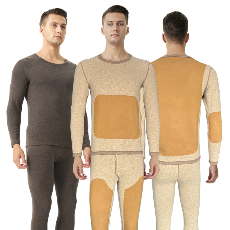 Мужские комплекты термобелья с нашивкой на шее и круглым вырезом